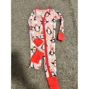 Little Sleepies Baby Toddler Pajamas Pink Penguin Winter Zip Sleeper